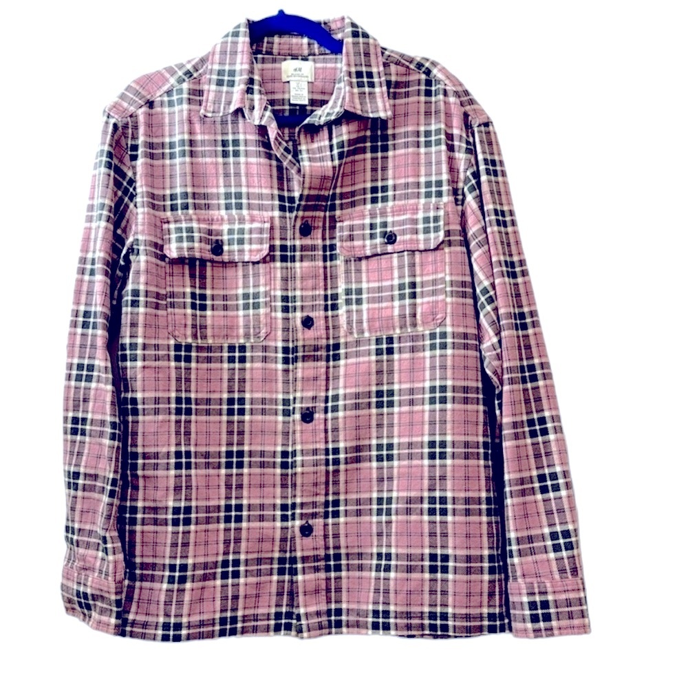 H&M Men’s Flannel Shirt/Jacket. A pink/grey plaid. Size S. EUC